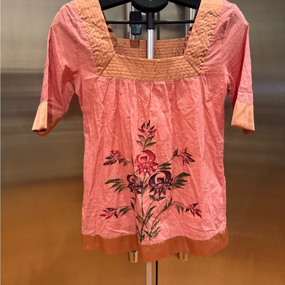 Chaudry Tops - Elegant Floral Embroidered Women's Blouse - Pink NWOT